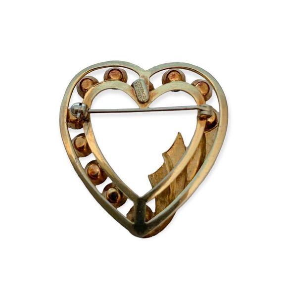 Vintage Catamore 12KGF Rhinestone Heart Brooch - Picture 4 of 4